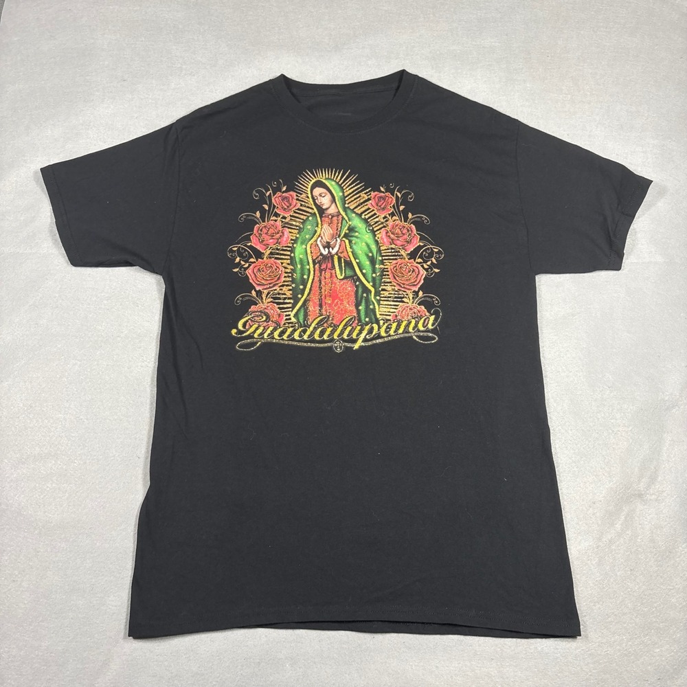 Nuestra Virgen Guadalupana Graphic T-Shirt Black Our Lady of Guadalupe Y2k